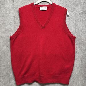 Braemer International Sweater Vest‎ Mens L Red Scottish Lambswool Grandpa Golf